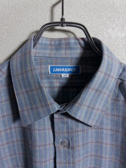 LAWRENCE - 1973年製造のドレープ感のあるブルーグレーチェック長袖シャツ