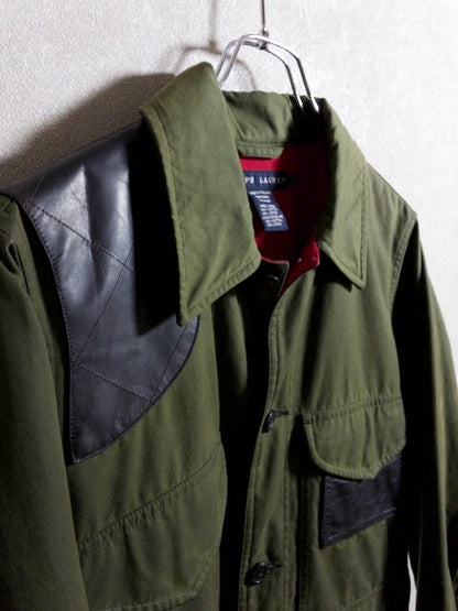 Ralph Lauren - 90sレザーパッチオイルドハンティングジャケット