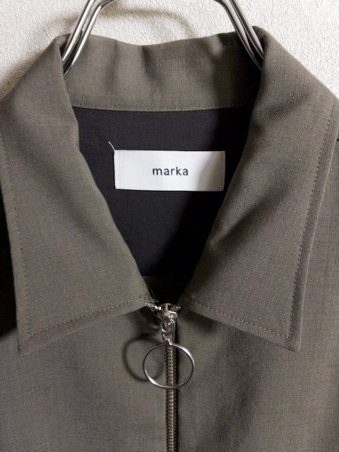 marka - 2019年製ウールモヘヤ混のオリーブグレー色ジップアップシャツ
