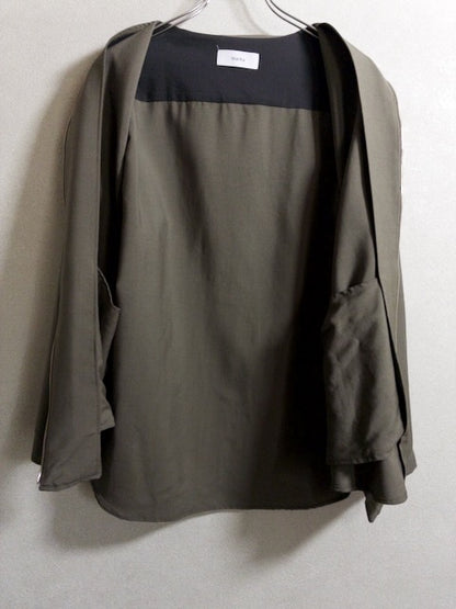 marka - 2019年製ウールモヘヤ混のオリーブグレー色ジップアップシャツ