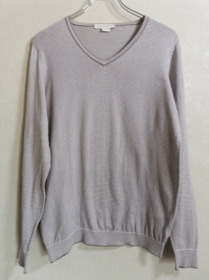 JOHN SMEDLEY - シーアイランドコットン製Vネックボーダーカットソー