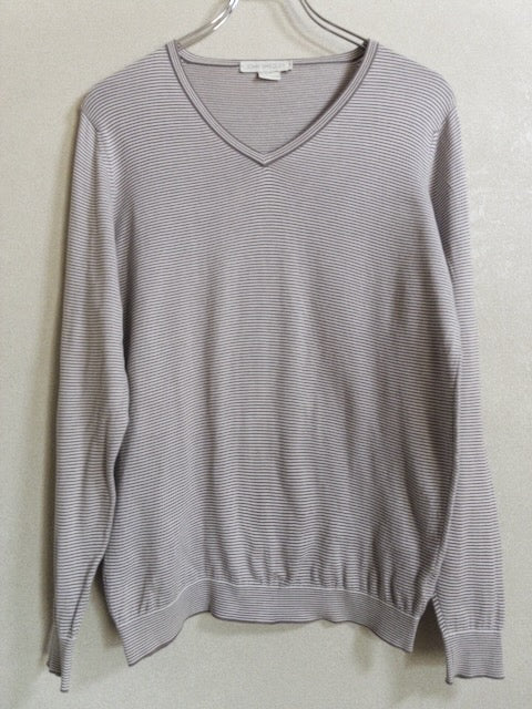 JOHN SMEDLEY - シーアイランドコットン製Vネックボーダーカットソー