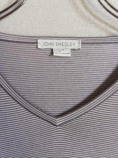 JOHN SMEDLEY - シーアイランドコットン製Vネックボーダーカットソー