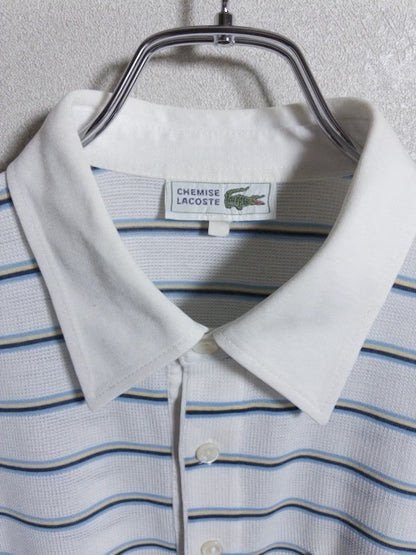 Lacoste - 1970〜80年代製メッシュ地マルチボーダー半袖ポロシャツ