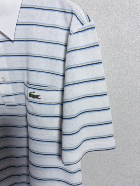 Lacoste - 1970〜80年代製メッシュ地マルチボーダー半袖ポロシャツ