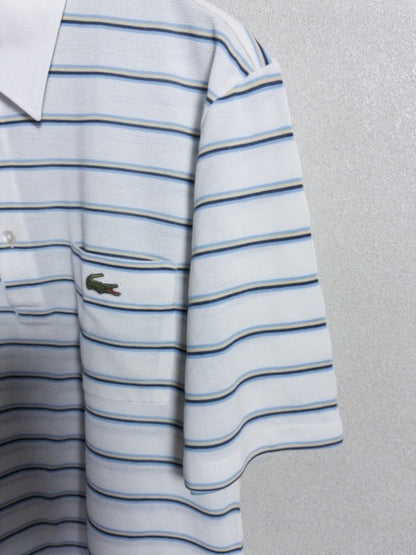 Lacoste - 1970〜80年代製メッシュ地マルチボーダー半袖ポロシャツ