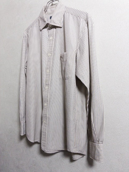 Aquascutum - 90年代製綿テンセルストライプ長袖シャツ