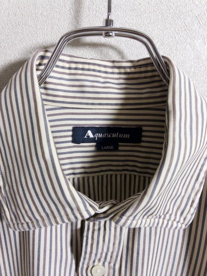 Aquascutum - 90年代製綿テンセルストライプ長袖シャツ