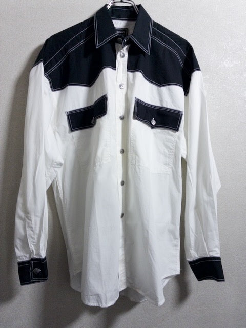 VERSACE JEANS COUTURE - 1990年代後半製白黒ツートンの長袖シャツ