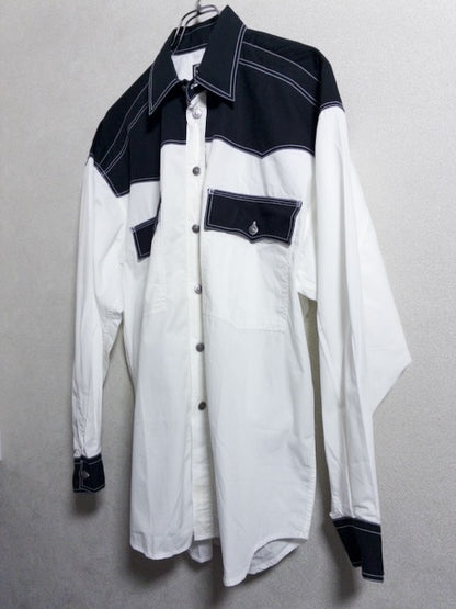 VERSACE JEANS COUTURE - 1990年代後半製白黒ツートンの長袖シャツ