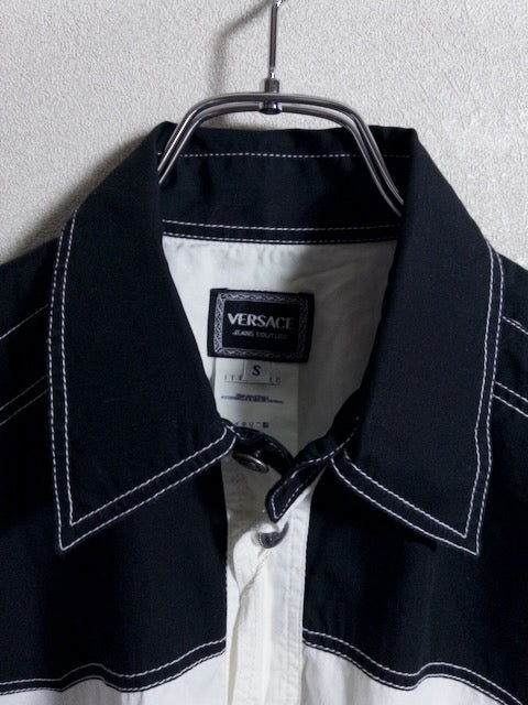VERSACE JEANS COUTURE - 1990年代後半製白黒ツートンの長袖シャツ