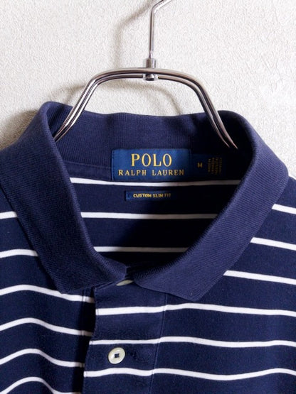 Ralph Lauren - ネイビーと白のボーダー柄が映える鹿の子半袖ポロシャツ