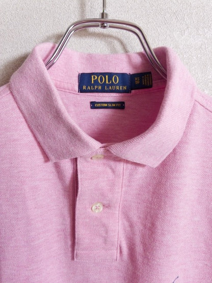 Ralph Lauren - ピンクカラーの鹿の子地スリムフィット半袖ポロシャツ