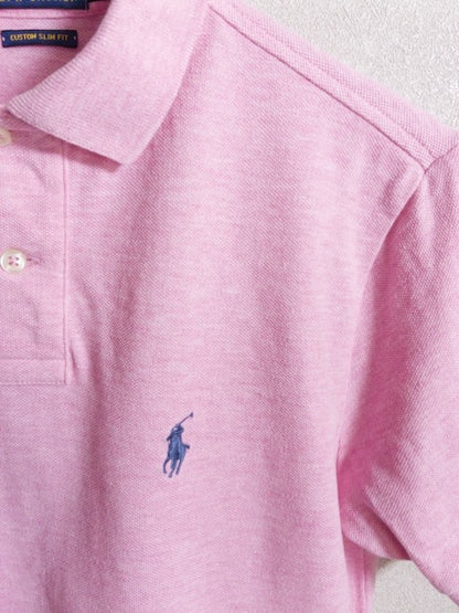 Ralph Lauren - ピンクカラーの鹿の子地スリムフィット半袖ポロシャツ