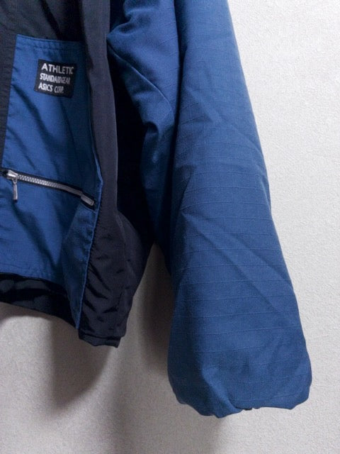asics - 90年代後半製の青黒バイカラーフード付きジップアップブルゾン