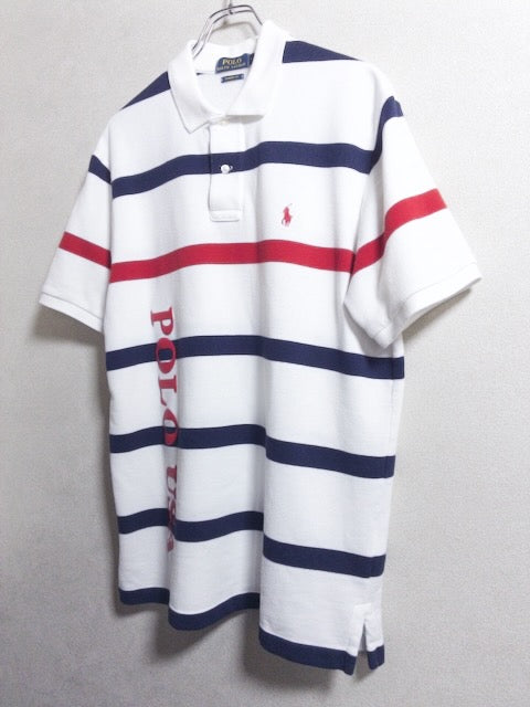 POLO RALPH LAUREN - トリコロールボーダー柄のパイル調半袖ポロシャツ