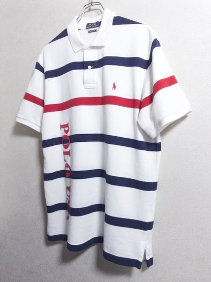 POLO RALPH LAUREN - トリコロールボーダー柄のパイル調半袖ポロシャツ