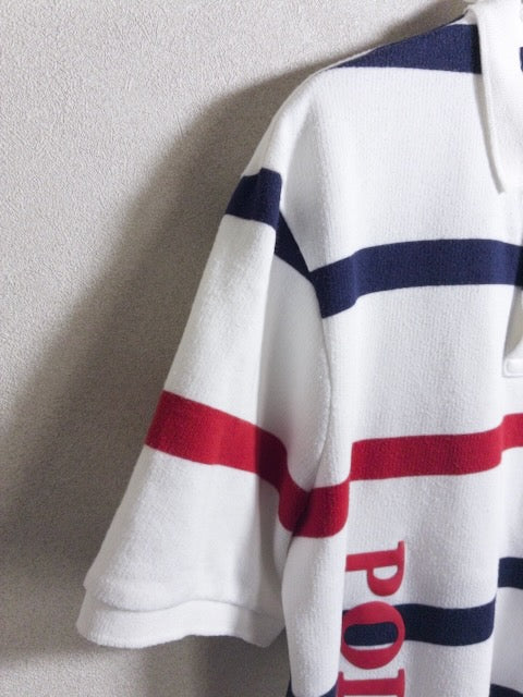 POLO RALPH LAUREN - トリコロールボーダー柄のパイル調半袖ポロシャツ
