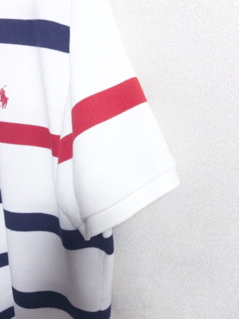 POLO RALPH LAUREN - トリコロールボーダー柄のパイル調半袖ポロシャツ