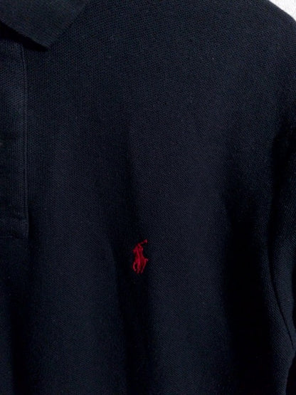 Ralph Lauren - 赤ポニー刺繍が映える漆黒の日本製半袖ポロシャツ
