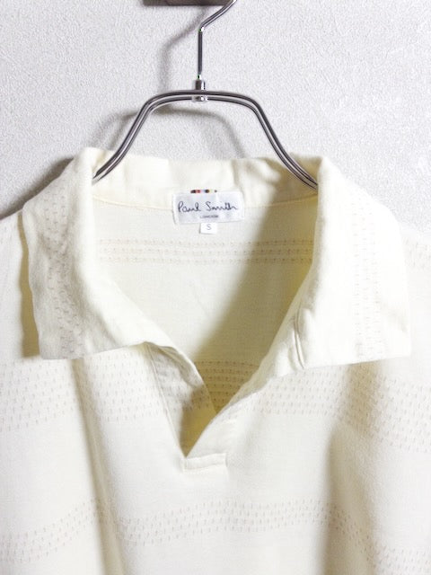 Paul Smith - ドットストライプ織りスキッパー半袖ポロシャツ