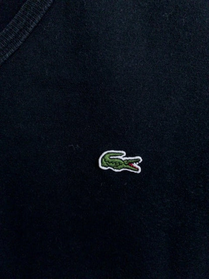 Lacoste - 国内生産によるミニマルな黒のVネックTシャツ