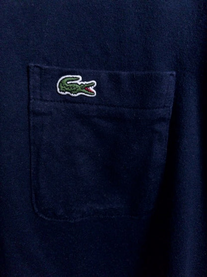 Lacoste - 胸ポケットを配したネイビー半袖Tシャツ