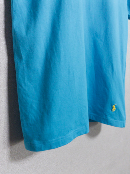 Ralph Lauren - 黄色ポニー刺繍 ライトブルーVネックTシャツ
