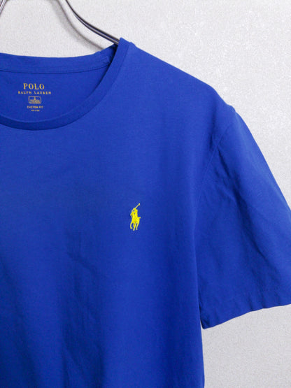POLO RALPH LAUREN - 黄色ポニー刺繍 青クルーネックTシャツ