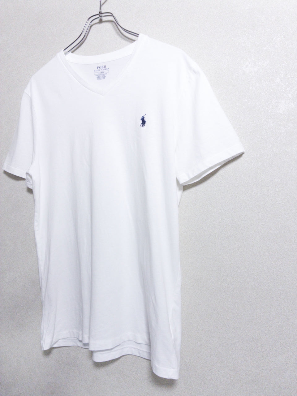 Ralph Lauren - 紺ポニー刺繍 白VネックTシャツ