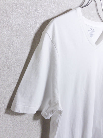 Ralph Lauren - 紺ポニー刺繍 白VネックTシャツ