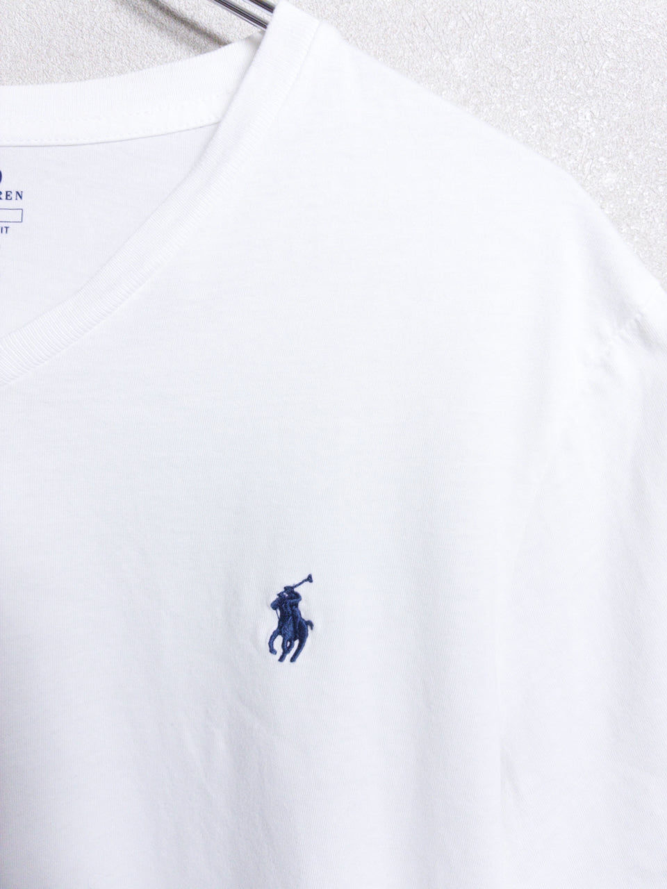 Ralph Lauren - 紺ポニー刺繍 白VネックTシャツ