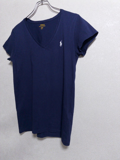 Ralph Lauren - 白ポニー刺繍 ネイビーVネックTシャツ