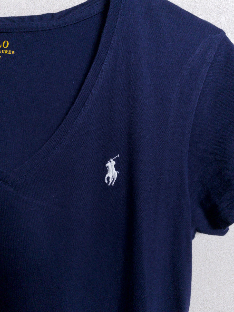 Ralph Lauren - 白ポニー刺繍 ネイビーVネックTシャツ