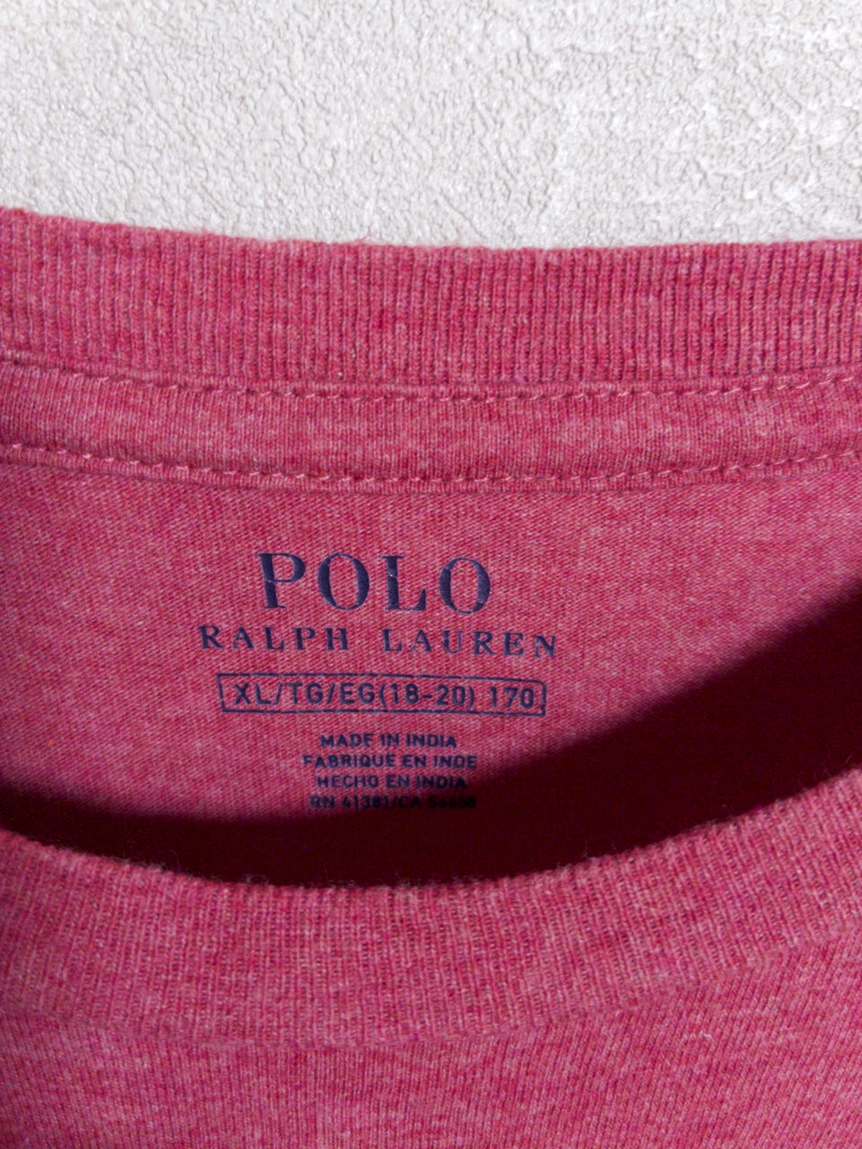 Ralph Lauren - ヘザーレッド ポニー刺繍 クルーネックTシャツ