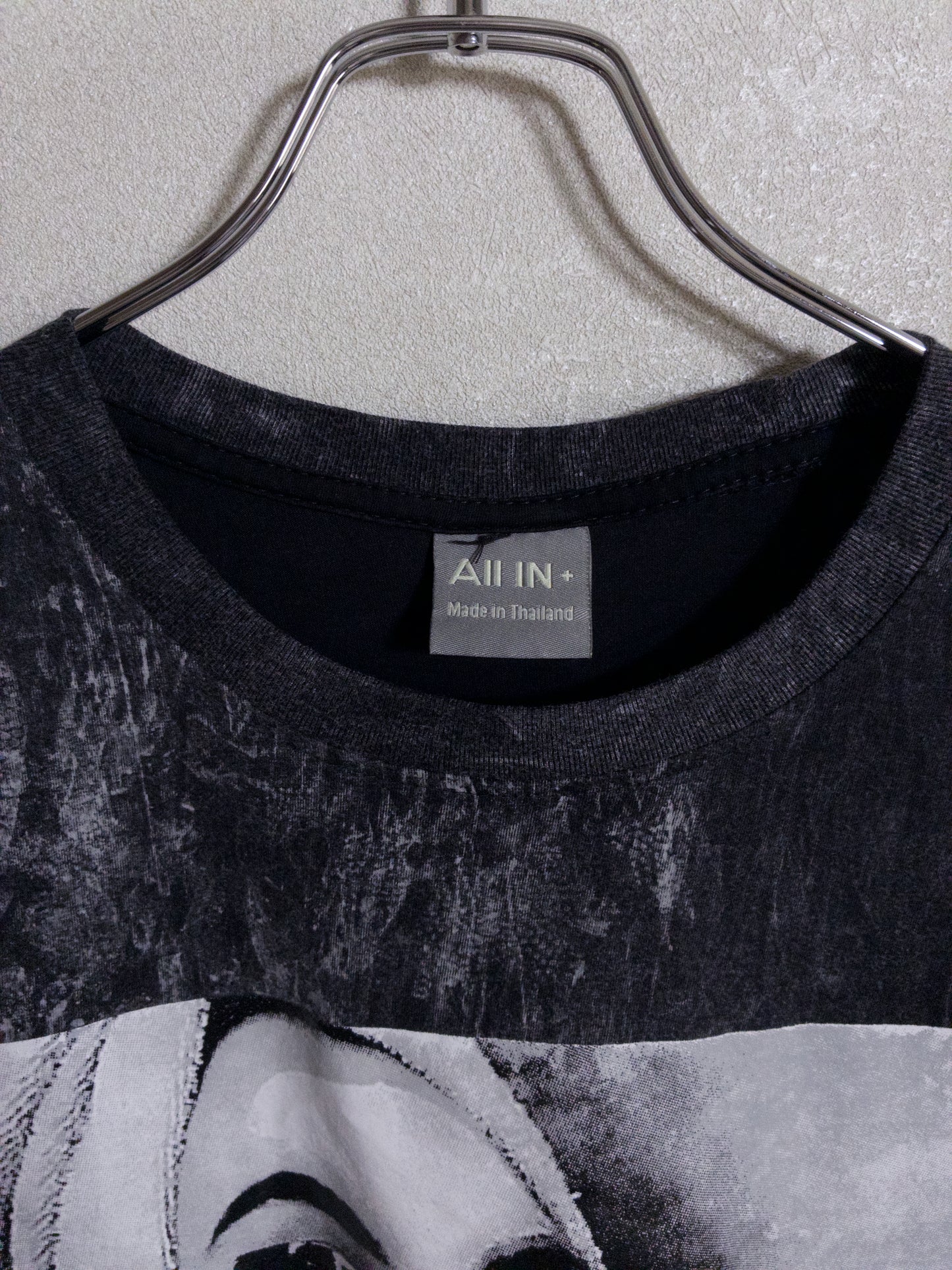 All IN + - ウォッシュ加工 グラフィックプリントTシャツ