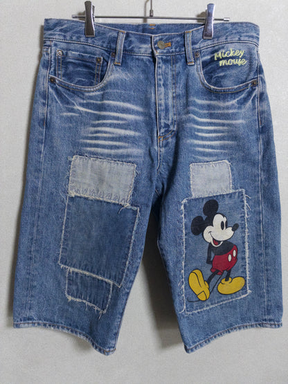 Disney - ミッキーマウス ダメージ加工 デニム ショートパンツ 90s〜00s