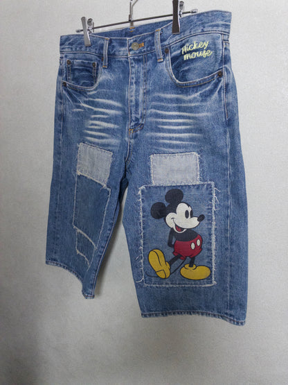Disney - ミッキーマウス ダメージ加工 デニム ショートパンツ 90s〜00s