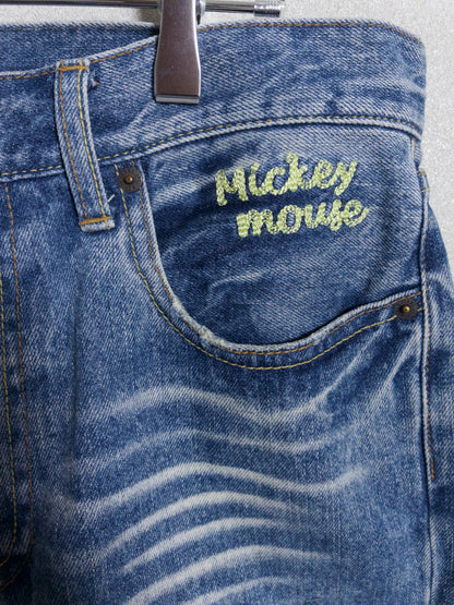 Disney - ミッキーマウス ダメージ加工 デニム ショートパンツ 90s〜00s
