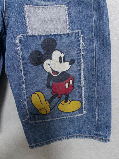 Disney - ミッキーマウス ダメージ加工 デニム ショートパンツ 90s〜00s